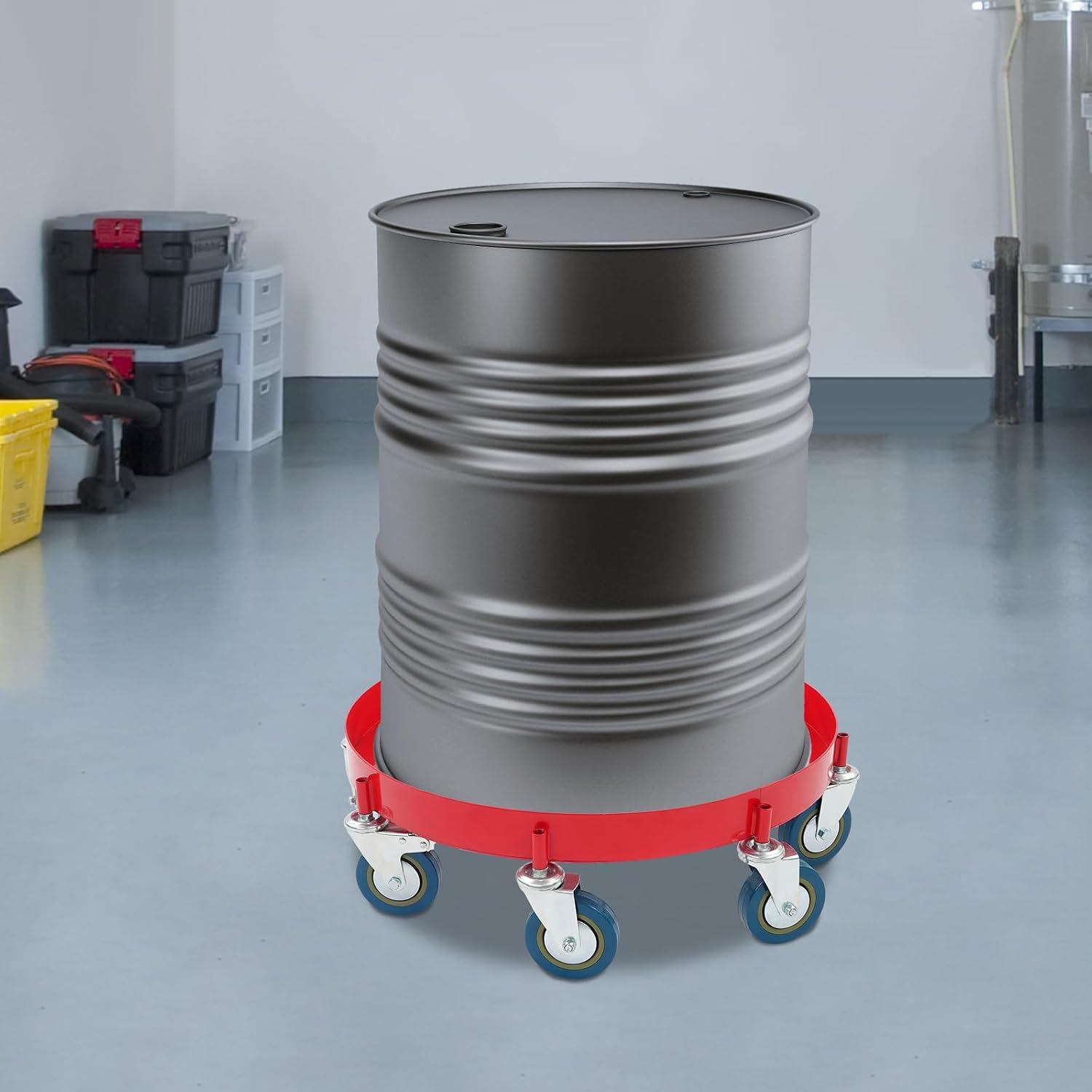 Fassroller, Transportroller Für 208l Ölfässer Mit 8 Universalrädern Fasswagen Aus Stahl, Schwerlast-trommelroller Für Industrie & Lager, 2000 Lbs Tragkraft