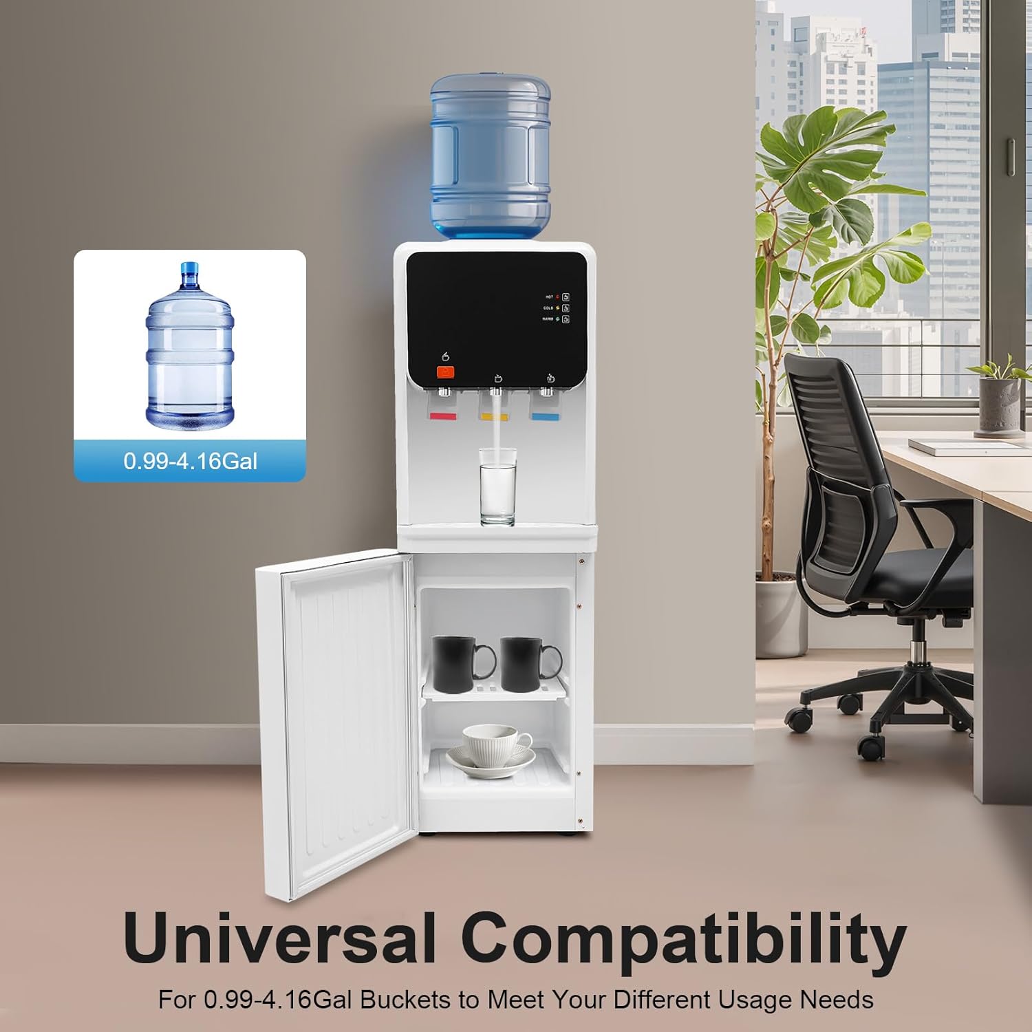 Kühler & Wasserspender Bodenstehender Flaschenwasserkühler Für 4.5-18.9l Eimer,heißes/kaltes Wasser Elektrischer Wasserspender Wasserkocher,heizung Und Kühlung,2-layerer Speicherplatz