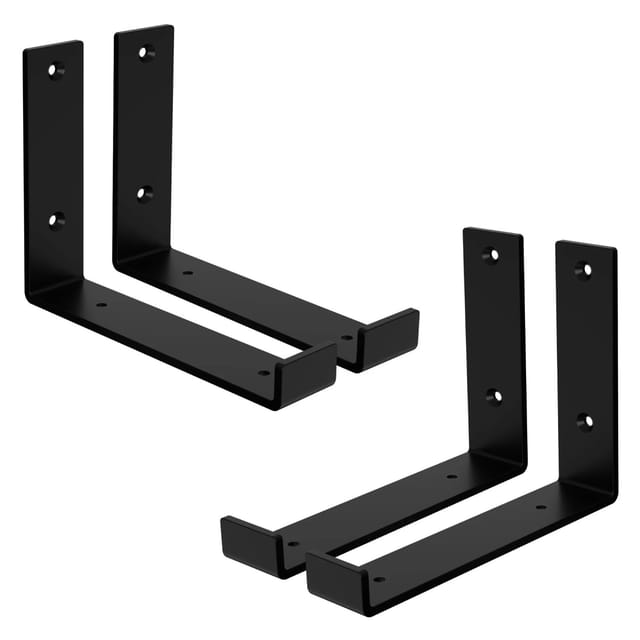 ML-Design 4 Stück Regalhalterung, 20x4x14 cm, Schwarz, Metall, 8 Zoll Regalhalterungen, Industrielle Regalwinkel, Regalträger für Wandmontage, 90