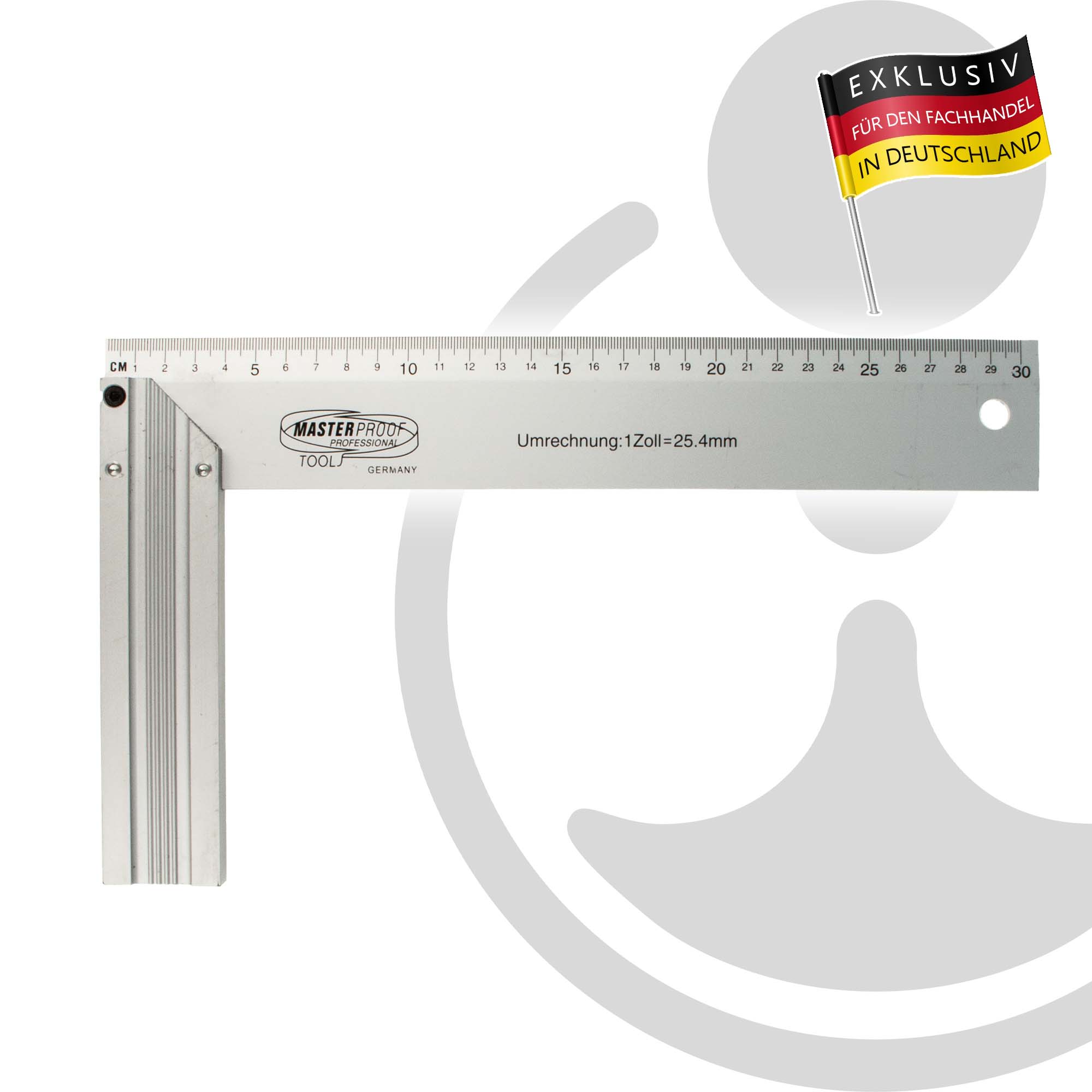 Masterproof professional Anschlagwinkel Schreinerwinkel90° - 300 mm, Aluminium