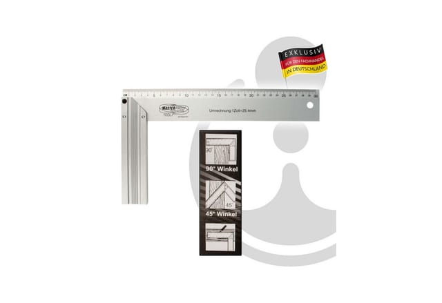 Masterproof professional Anschlagwinkel Schreinerwinkel90° - 300 mm, Aluminium