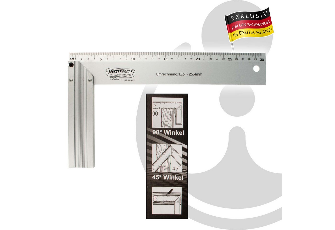 Masterproof professional Anschlagwinkel Schreinerwinkel90° - 300 mm, Aluminium Bild 3