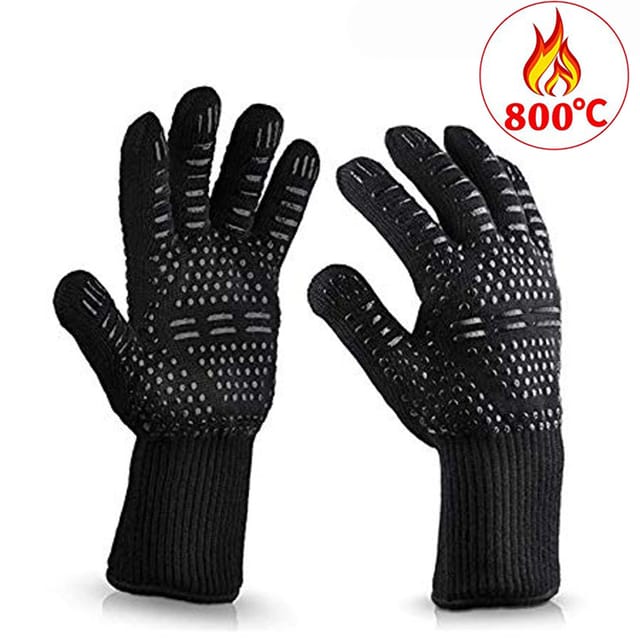 Lablanc - Grillhandschuhe, Anti-Hitze-Ofenhandschuhe bis 800 °c, hitzebeständige und rutschfeste Küchenhandschuhe, Hitze-Kochhandschuh für