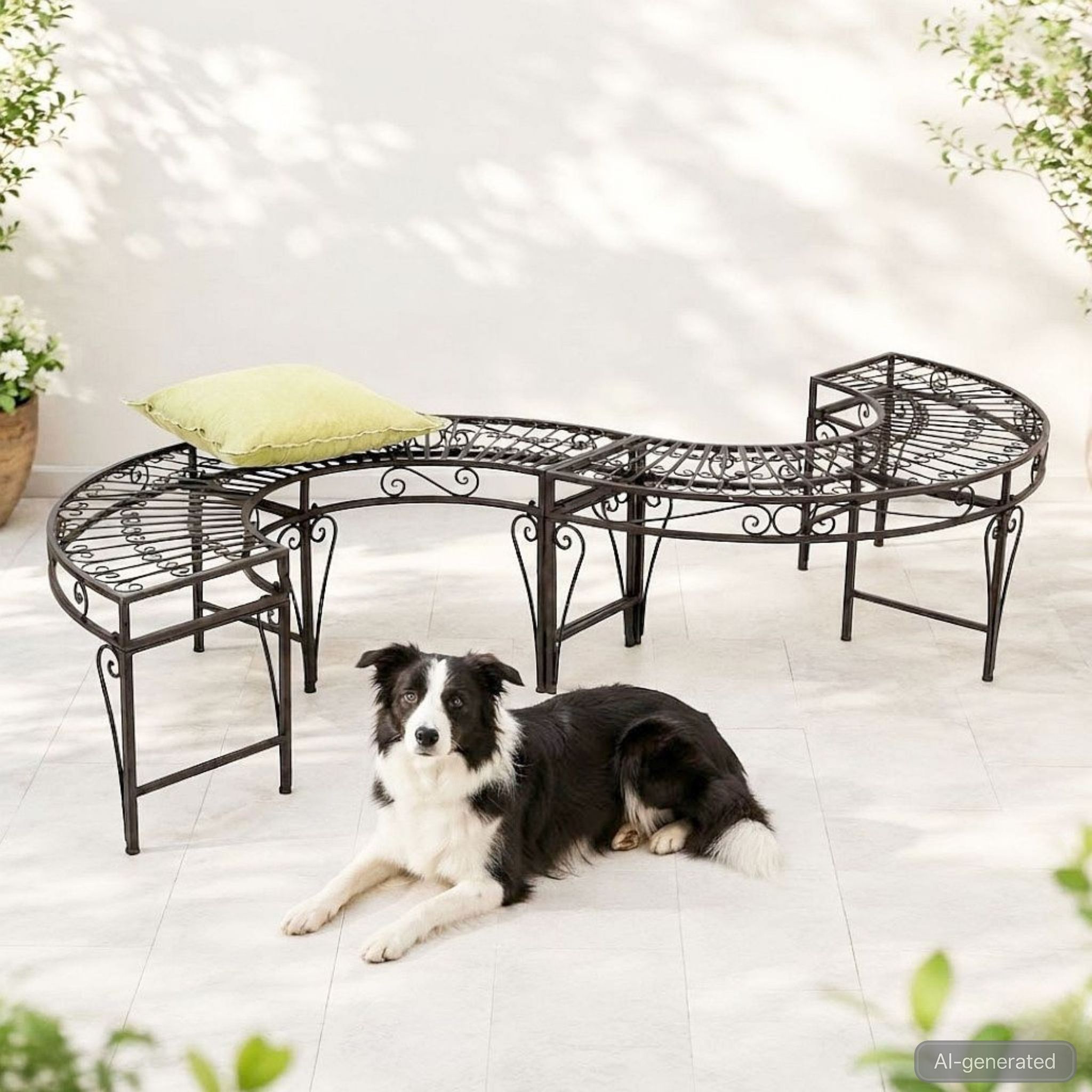 Dandibo Gartenbank Wetterfest Metall S-form Braun 96188 Sitzbank Garten Bank Parkbank Eisen