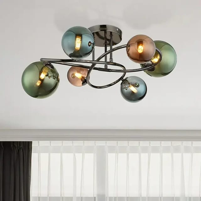 Globo Lighting - Deckenleuchte Deckenlampe Wohnzimmerleuchte Glas Esszimmerleuchte, Metall grau, led 6x 3,5W 290Lm warmweiß, d 65 cm