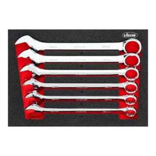 VIGOR Ring-Maul Schlüssel Satz, 6-tlg., 34, 36, 38, 41, 46, 50 mm, Anzahl Werkzeuge: 6