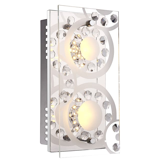 Wandleuchte Kristall led Wandlampen modern Wandleuchte Glas satiniert, 2x 4W 2x 320 lm warmweiß, LxB 24x12 cm