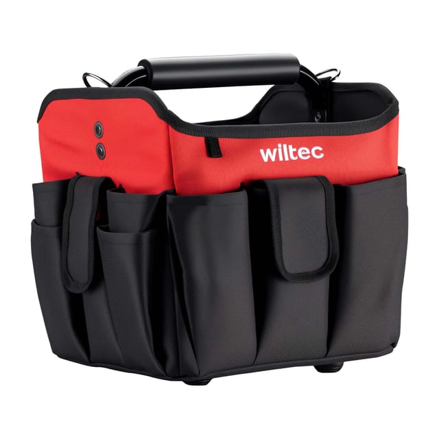 Wiltec - faltbare Werkzeugtasche 25 x 23 x 28 cm bis 25 kg, Werkzeug Tasche 23 Fächer, Arbeitstasche mit Schultergurt, Transporttasche wasserresistent