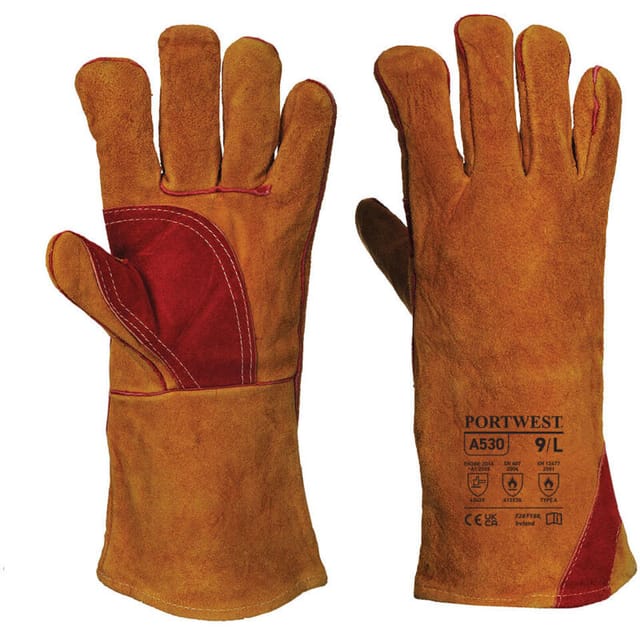 Schweißerhandschuh verstärkt - Größe M - Braun - Portwest