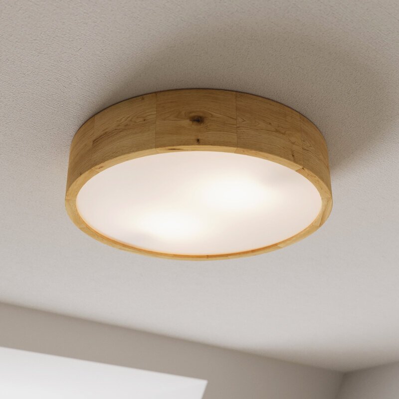 [gebraucht] B-ware Envostar Kerio Deckenleuchte Ø 37 Cm Eichenholz Dimmbar Ip20 Unikat
