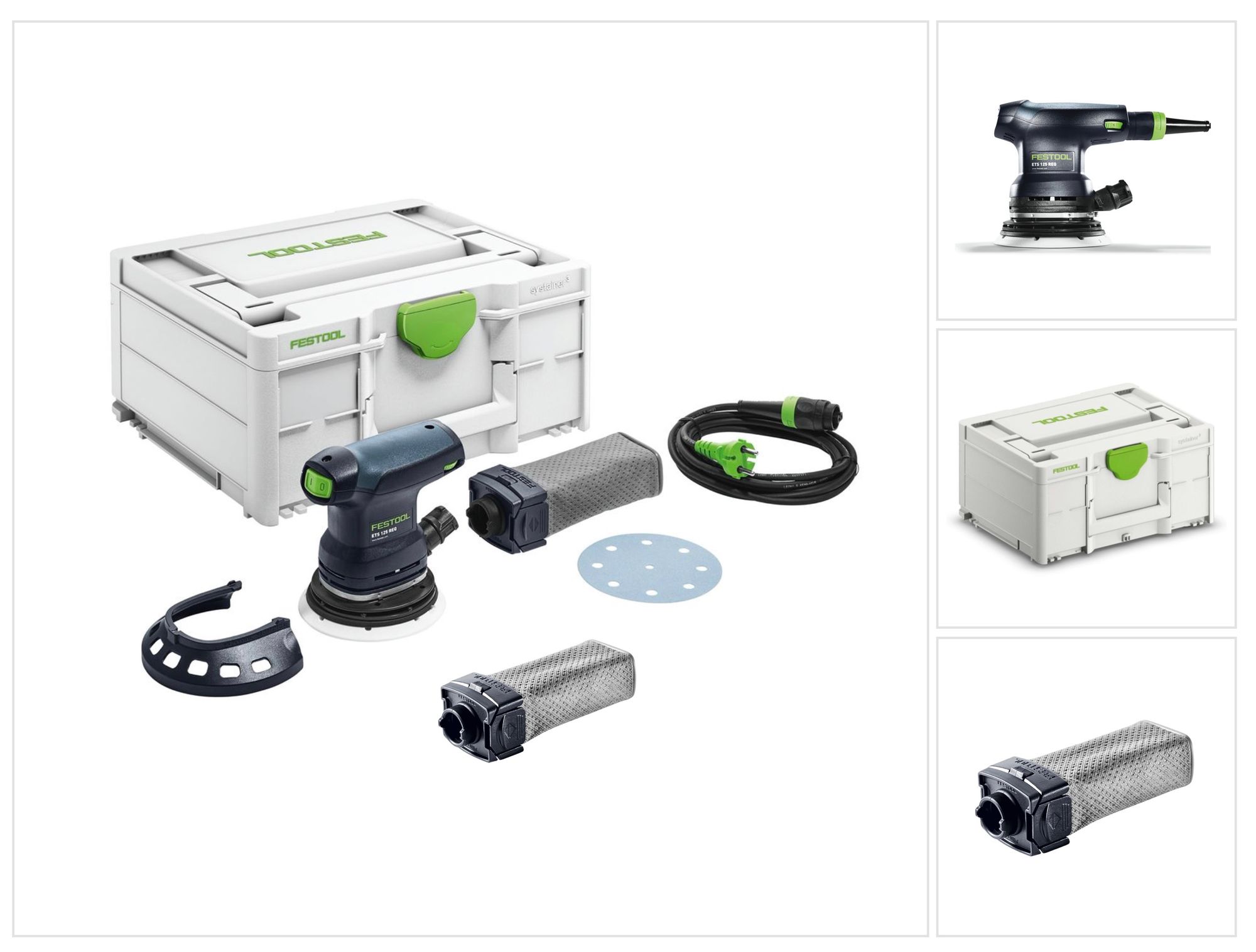 Ets 125 Req-plus Exzenterschleifer 250 W 125 Mm ( 576069 ) + Systainer + Sb-longlife Rts/dts/ets Staubfangbeutel ( 201693 ) - Festool