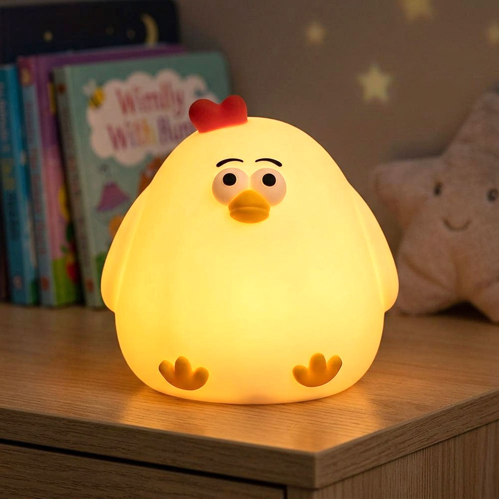 Led Nachtlicht Tischlampe Kinderzimmerlampe Huhn Touchdimmer Weiß Silikon H 11 Cm