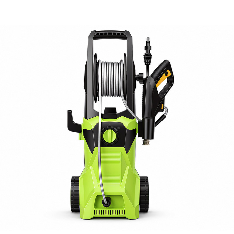 Hochdruckreiniger 1500 W – 330 Bar – Ausgestattet Mit 4 Winkeldüsen – 15 L/min – 10 M Schlauchtrommel – 29 X 25 X 67 Cm – Grün – Flasidu