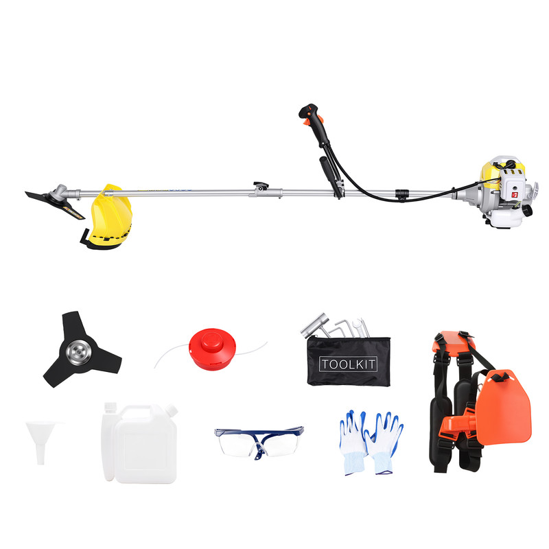 Benzin-rasenmäher – Tragbarer 2-in-1-multifunktions-benzinmäher – 52 Cc, 3 Cv, 8500 U/min – Landwirtschaftliche Flächen Für Den Hausgebrauch – Zweitakt – 180 X 25 X 25 Cm – Gelb – Flasidu