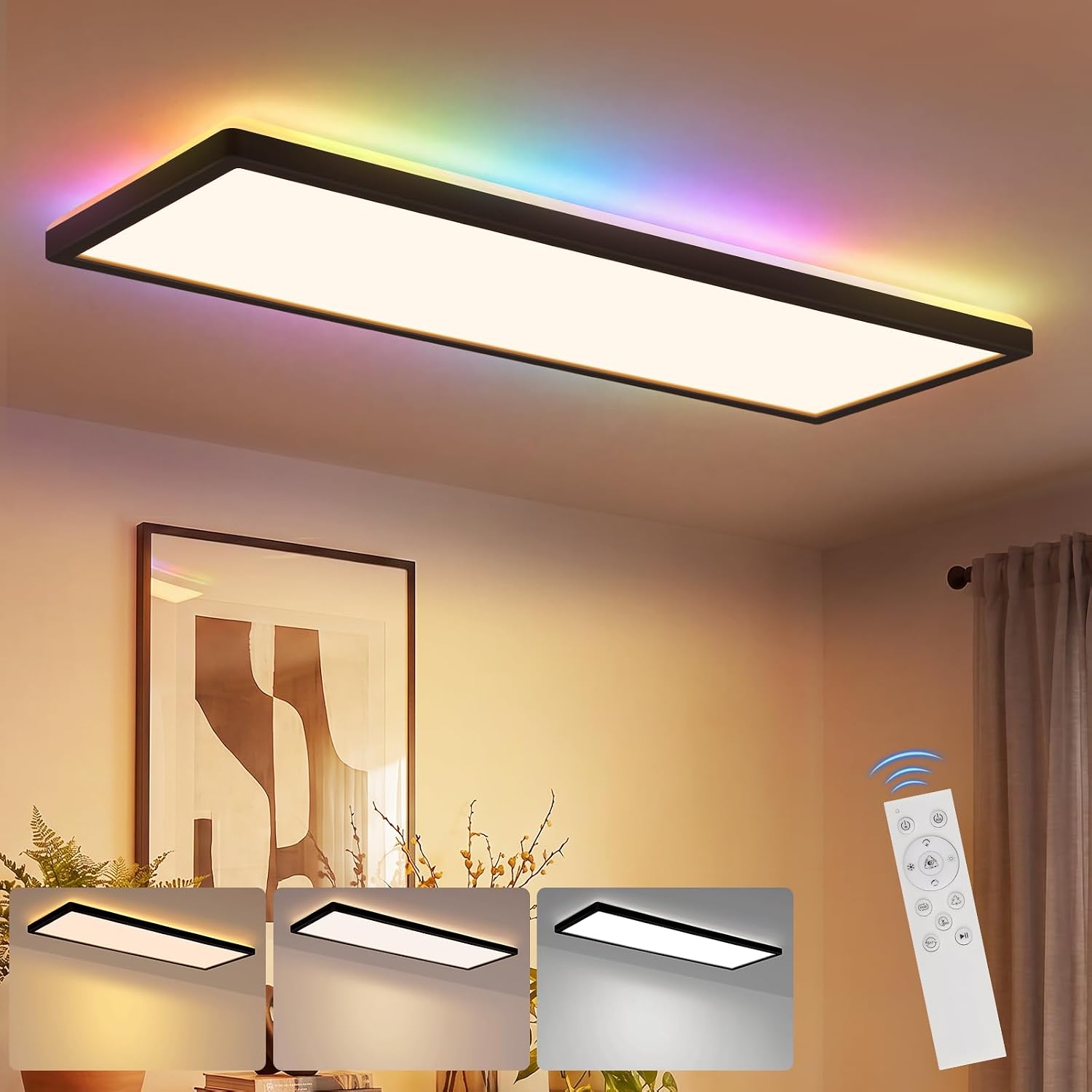 Gbly Led‑deckenleuchte Flache Led‑panel Dimmer Fernbedienung Einstellbare Farbtemperatur Wohnzimmer Schlafzimmer Küche Flur