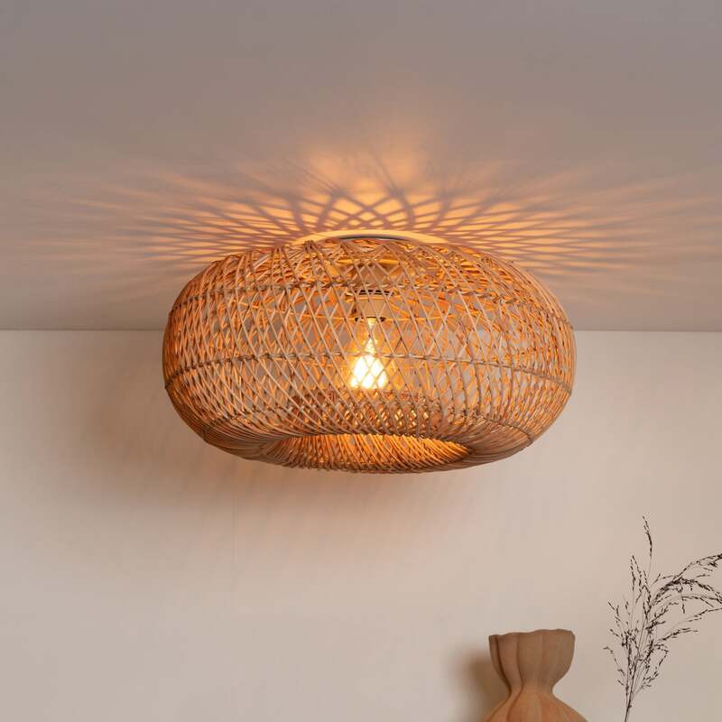 [gebraucht] B-ware Good & Mojo Deckenleuchte Arizona Led E27 Bambus Lampe Leuchte Natur Ø 50 Cm
