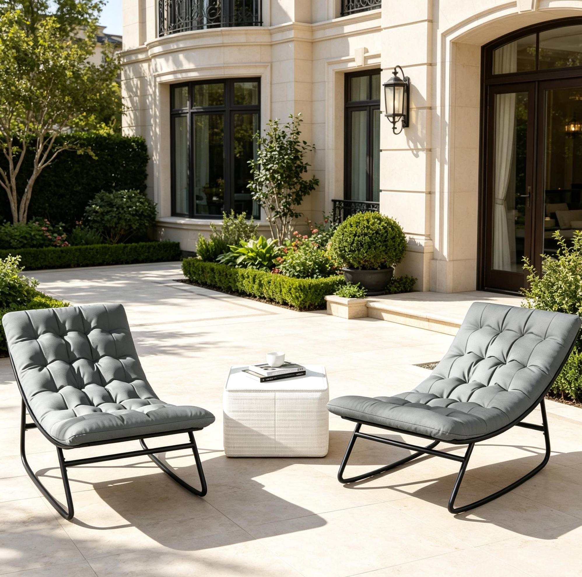 Outdoor-schaukelstühle, 2er-set, 64 X 101 X 71 Cm, Dunkelgrau/schwarz Havrya