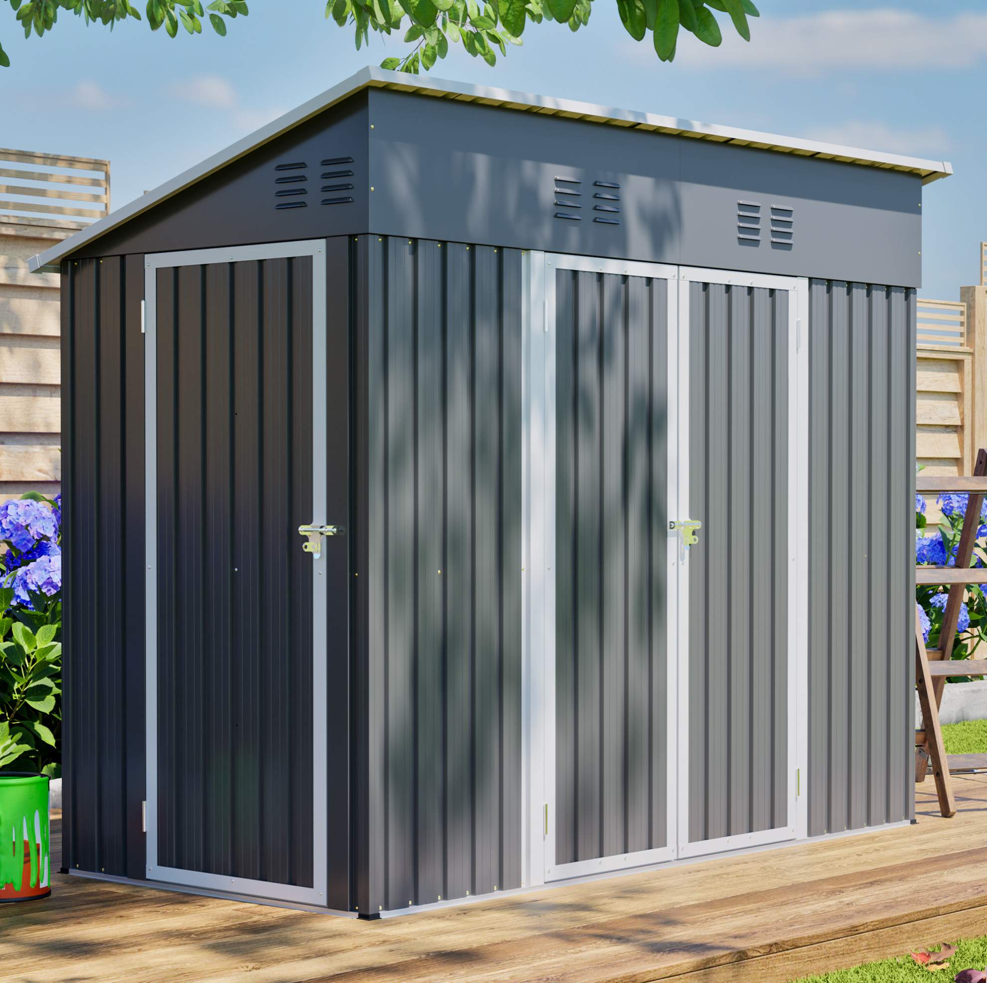 Metall-gartenhaus 242 X 120 X 192 Cm, Grau Havrya