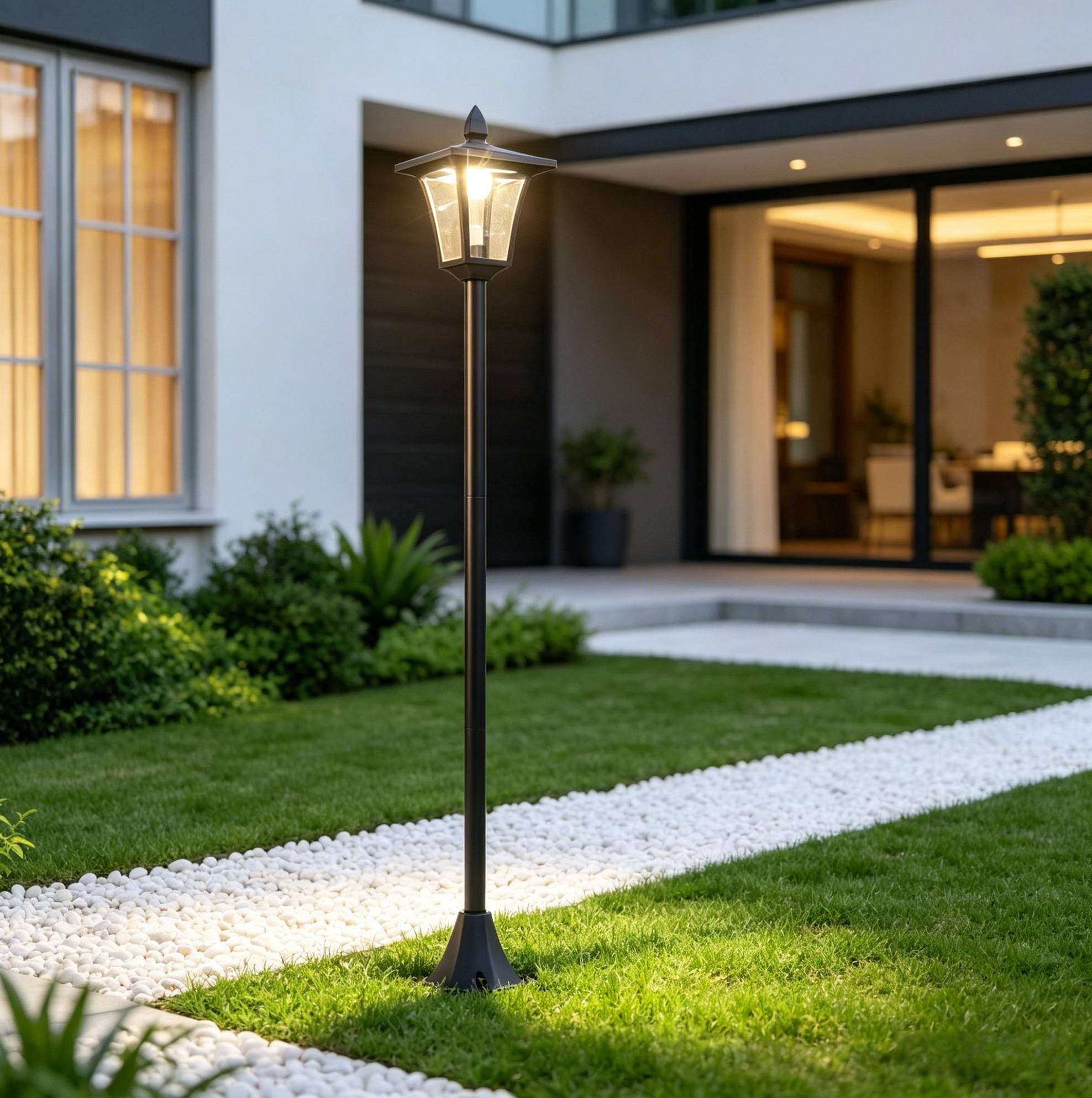 Solar-gartenleuchte Auf Stab 18 X 18 X 160 Cm Led 40 Lm Schwarz Havrya