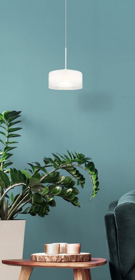 Globo Lighting - Pendelleuchte Hängelampe Esstischlampe Glas opal Küchenlampe weiß led h 150 cm