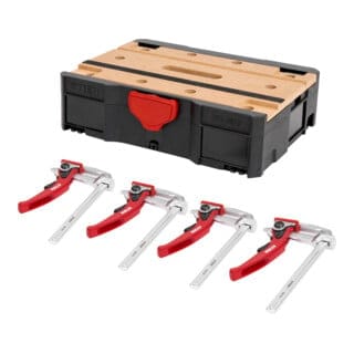 Systainer- Set mft T-Loc, mit 4 Hebelzwingen, mobile Werkbank, Lochplatte, 5-teilig - Stier