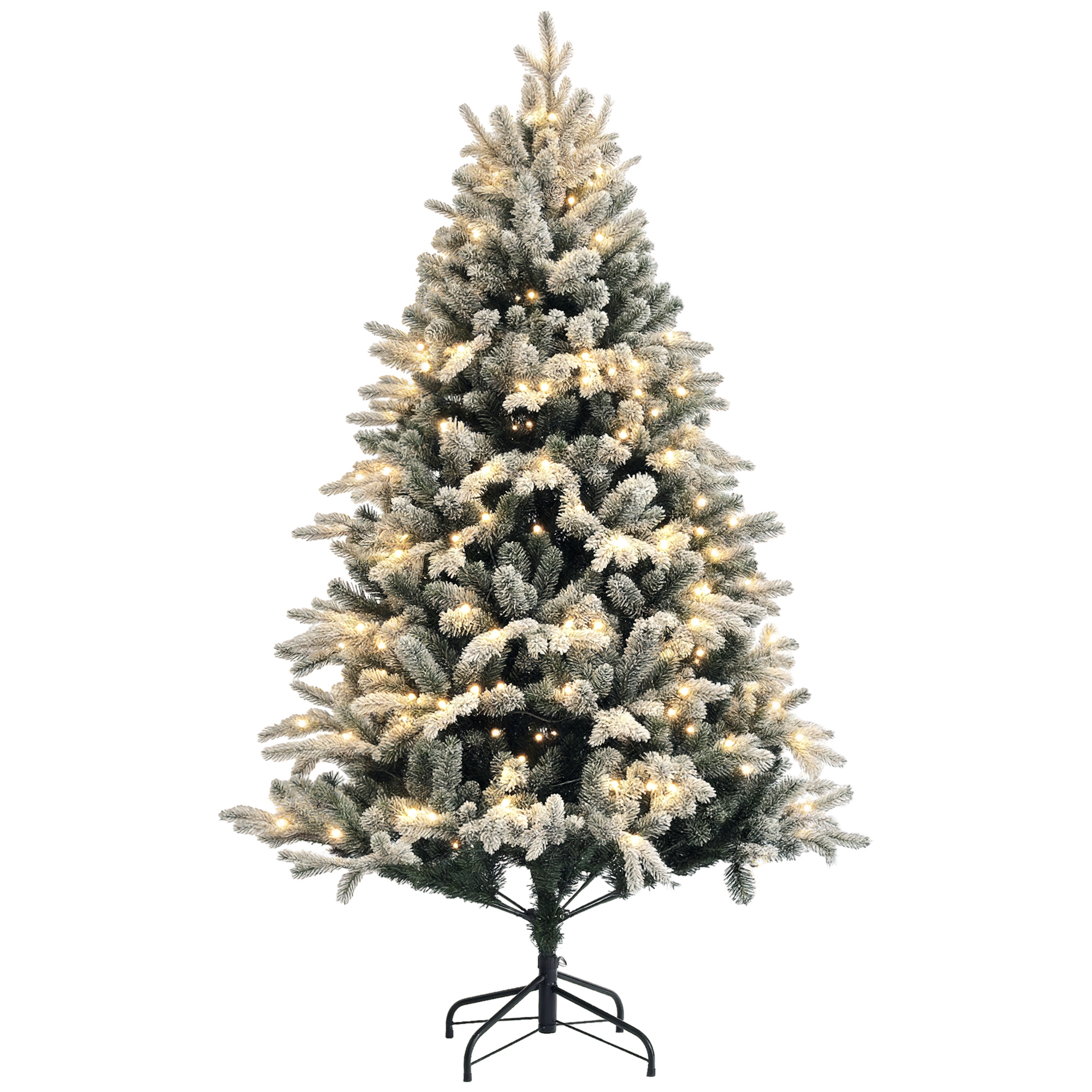 Homcom Künstlicher Weihnachtsbaum, 180 Cm Christbaum Mit 793 Spitzen, Kunstschnee, Klappbar Stahlständer, Für Weihnachten Deko, Grün