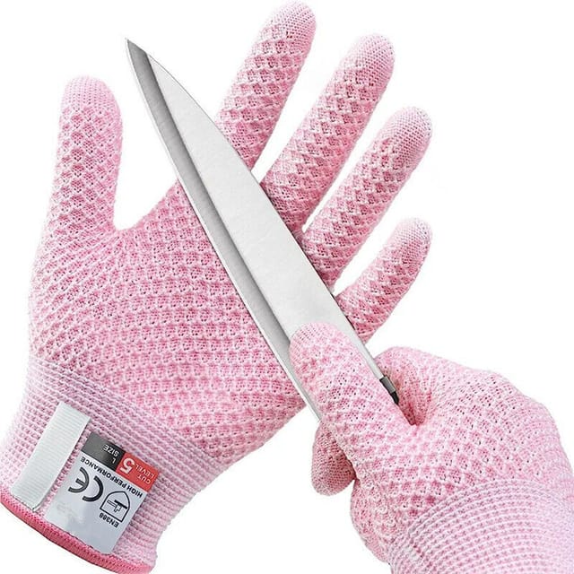 5 Stück Schnittfeste Handschuhe, EN388 Level 5, schnittfeste Handschuhe, schnittfeste Handschuhe, lebensmittelecht,Rosa