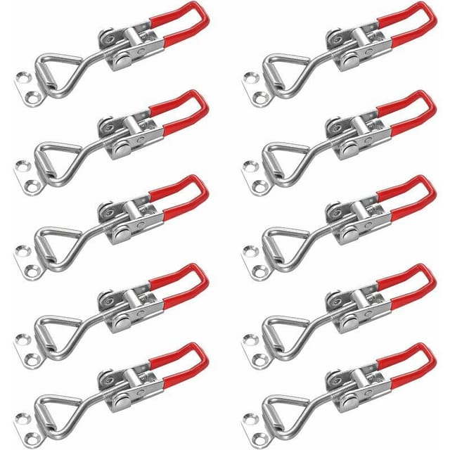 10-teiliger Riegel, Kistenriegel, Hebelriegel, Haltekapazität, Türriegel, Eckverschluss, kleiner Knebelhebelriegelknopf für Kisten, Schränke, Türen,