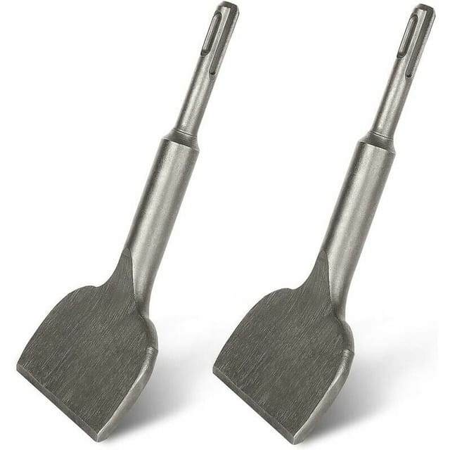 2er-Set SDS-Plus-Fliesenmeißel – 180 x 75 x 17 mm, Flachmeißel und gebogener Meißel zum Entfernen von Bodenfliesen, Profiqualität für Fliesenleger