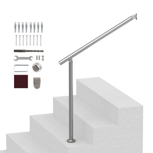 Handläufe Für Außentreppen,80 Cm Terrassengeländer-set Zur Wand-&bodenmontage,geländer Für Außentreppen Mit Installationsset,handläufe Für Senioren,verandageländer&terrassengeländer-set,silber - Vevor