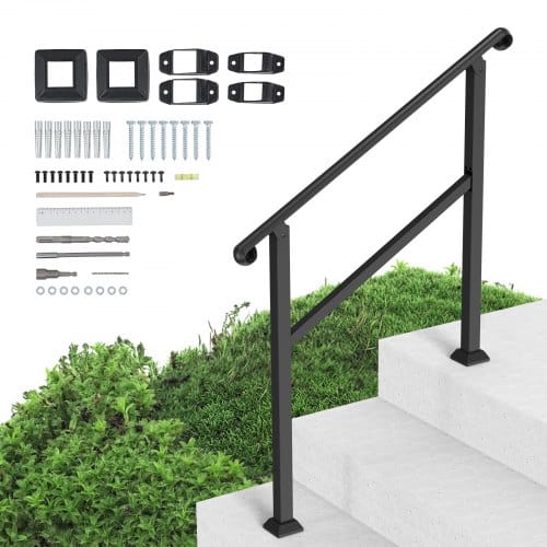 Vevor Handläufe Für Außentreppen, 2–3-stufiger Treppenhandlauf Und Innengeländer-set, Geländer Für Außentreppen Mit Montagesatz, Handläufe Für Senioren, Verandageländer Und Deckhandlauf, Schwarz