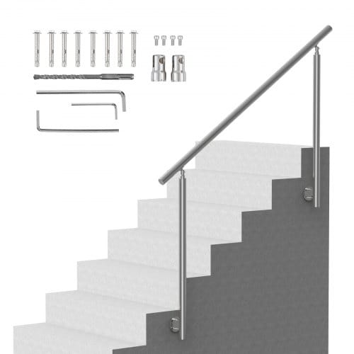 Vevor Handläufe Für Außentreppen,59 Zoll/150cm Langes Treppengeländer-set,übergangsgeländer Aus Edelstahl Mit Montagesatz,doppelsäulige Treppenhandläufe Für Senioren,veranda&terrasse,seitliche Montage