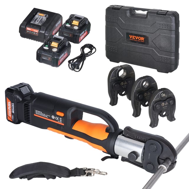 Presswerkzeug Und Akku-set, Pro-presswerkzeug, Elektrisches Rohr-crimpwerkzeug Mit M15-, M22-, M28-backen, Presswerkzeug-set Mit 2 Stück 20-v-4,0-ah-akku, Schnellladegerät Und Tragetasche - Vevor