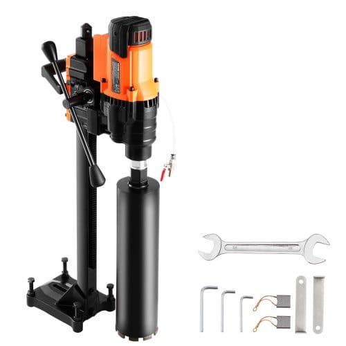 Vevor Kernbohrmaschine Diamantkernbohrgerät Mit Bohrdurchmesser 2-25 Cm Mit Ständer Und Kernbohrer, 3500 W Robuster Beton-kernbohrer, Nass- Und Trockenanwendung Für Beton Ziegel