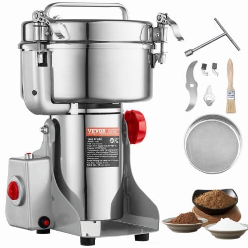 Elektrische Getreidemühle Hochgeschwindigkeits-gewürzmühle 2 Kg 3400 W, Pulverisiermaschine Aus Edelstahl, Für Trockene Körner Gewürze Müsli Kaffee Mais Pfeffer, Schwenktyp 24 X 23 X 38 Cm
