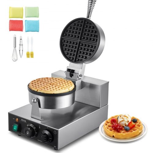Kommerzielles Waffeleisen 1230 W Waffel Maker Mit Antihaftbeschichteten Backflächen Waffeleisen Aus Edelstahl Mit Temperatur- Und Zeitregelung, Für Restaurant Bäckerei 4 Fächerfömige Waffeln