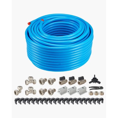Luftkompressor-leitungssatz, 91,44mx19,05mm, Hdpe-aluminium-druckluftrohrsystem, Auslaufsicher, Druckbeständig & Einfach Zu Installieren, Druckluftleitungssatz Für Garagen & Werkstätten, Blau - Vevor