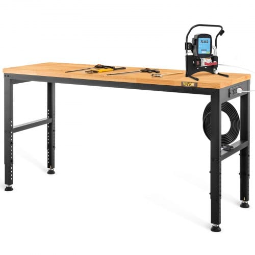 Vevor Verstellbare Werkbank,48" L X 20" B X 38,1" H Garagentisch Mit 28,3"-38,1" Höhe Und 2000 Lbs Tragkraft,mit Steckdosen Und Hartholzplatte Und Metallrahmen Und Fußpolstern,für Büro,zuhause,garage