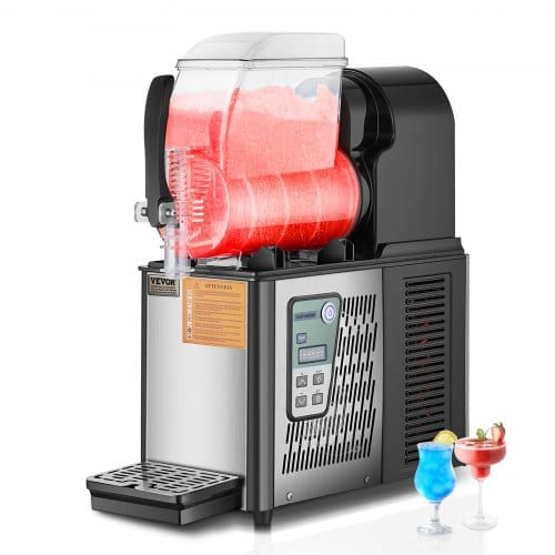 Kommerzielle Slusheis Maschine 4 L Einzeltank-maschine Für Gefrorene Getränke, 16 Tassen Edelstahl Slusheis-maschine Mit Tastenfeld Softeis Maker Für Partys Restaurants Cafes Bars Schwarz - Vevor