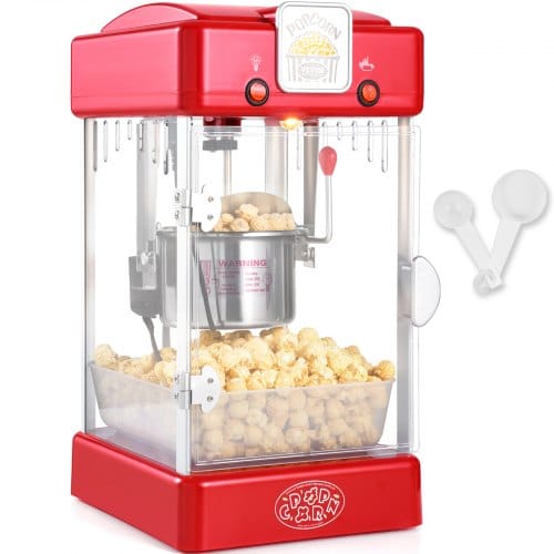 Popcornmaschine, 300 W Popcornmaschine, 2,5 Oz Kessel Macht 4 Qt Pro Ladung, Tisch-popcornmaschine Mit Pp-tür, Inkl. 2 Schaufeln Und Tablett, Kino-stil, Rot