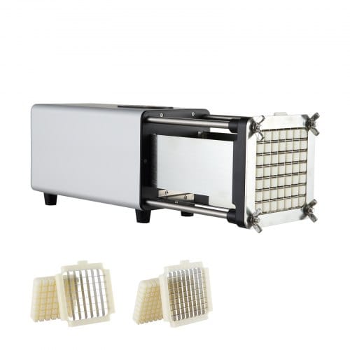 Elektrischer Pommes Frites Schneider Kartoffelschneider Mit 1/2-zoll- Und 3/8-zoll-klingen Edelstahl, Kartoffelschneider Und Zerkleinerer Mit Anti-rutsch-füßen, Für Kartoffeln Gemüse Silber