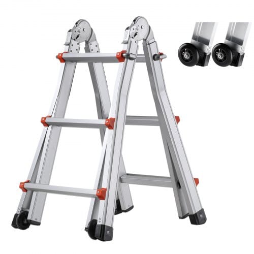 Teleskopleiter Mit A-rahmen,9,5 Fuß Kompakte Aluminium-ausziehleiter,multifunktionale Tragbare Zusammenklappbare Wohnmobilleiter,teleskopleiter Für Hausaufgaben,treppen,innen-&außendächer - Vevor