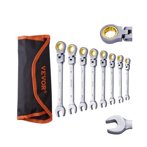 Vevor Flexhead-ratschenschlüsselsat 8-teiliger Ringmaulschlüsselsatz Mit Rolltasche, Cr-v-stahl Flexibler Ratschenschlüsselsatz Metrisch 8 Mm Bis 17 Mm, Ideal Für Haushalts- Und Autoreparaturen