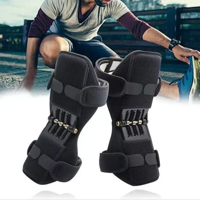 Genouillères Spring Force, Knee Booster Support articulaire du genou Puissant protecteur de jambe antidérapant rebond - Lntyq