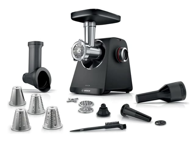 Bosch MFWS440B elektrischer Fleischwolf schwarz silber leistungsstark