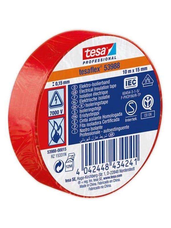 Tesa - 53988-00015-00 Isolierband ® Professional Rot (l x b) 10 m x 15 mm 1 St.
