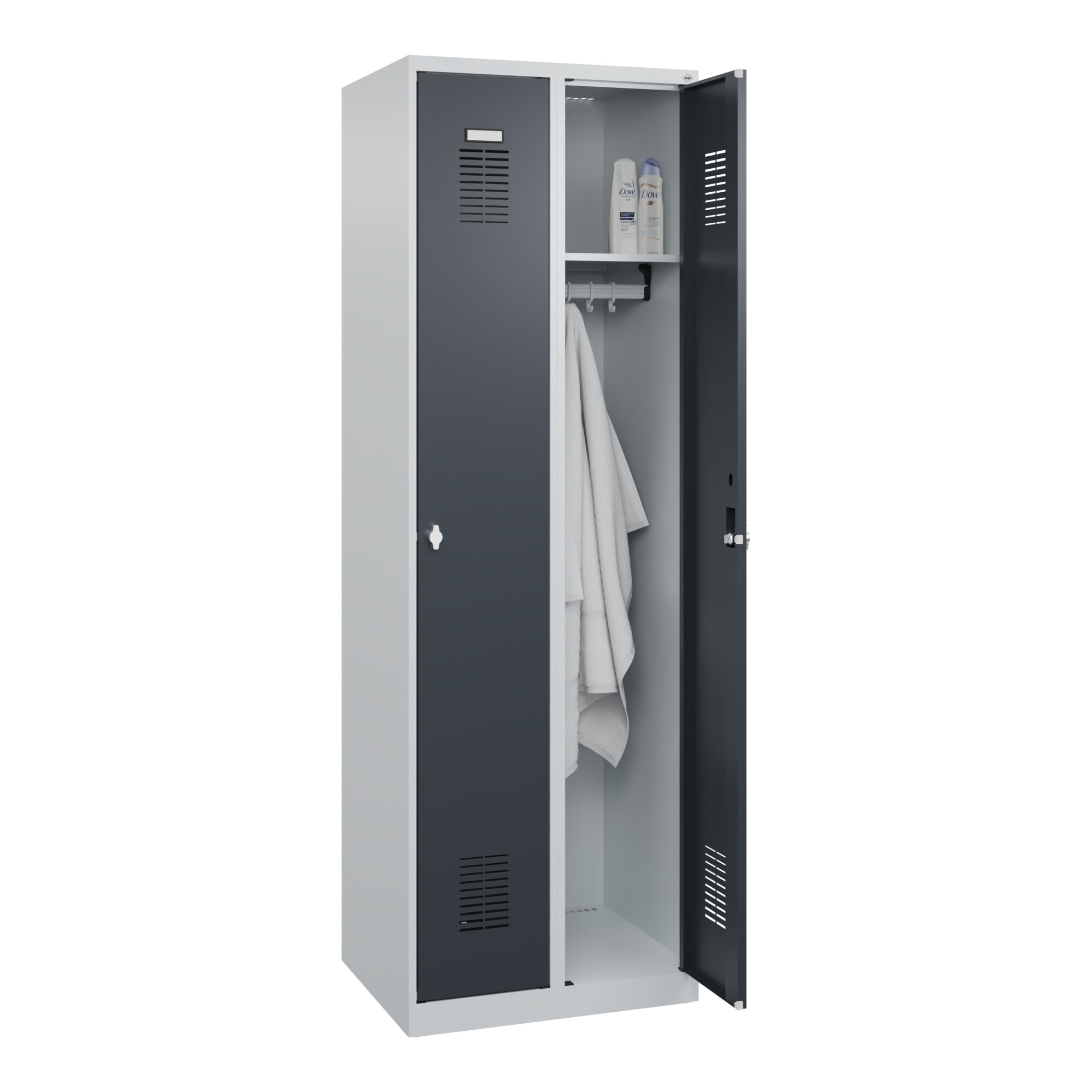 Garderobenschrank Ser.basis-plus H1850xb600xt500mm Lichtgrau/anthrazitgrau 2abt.