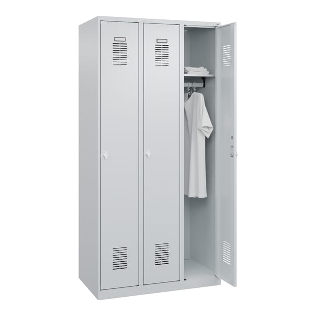 Garderobenschrank Ser.basis-plus H1850xb900xt500mm Lichtgrau 3 Abteile C+p