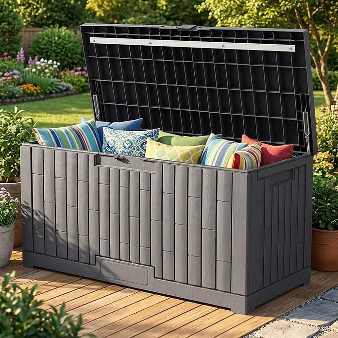 Dobar Garten-Aufbewahrungsbox London (L x B x H: 113 x 49,5 x 59,5 cm, Kunststoff, Grau)