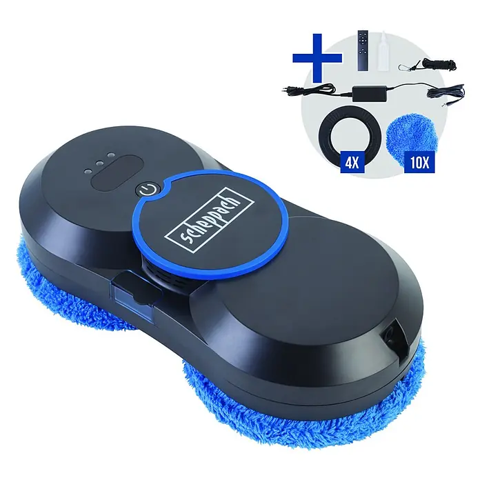 Scheppach Fensterreinigungsroboter WCR72 (Wassertankvolumen Roboter: 35 ml, Saugkraft: 2.800 Pa)